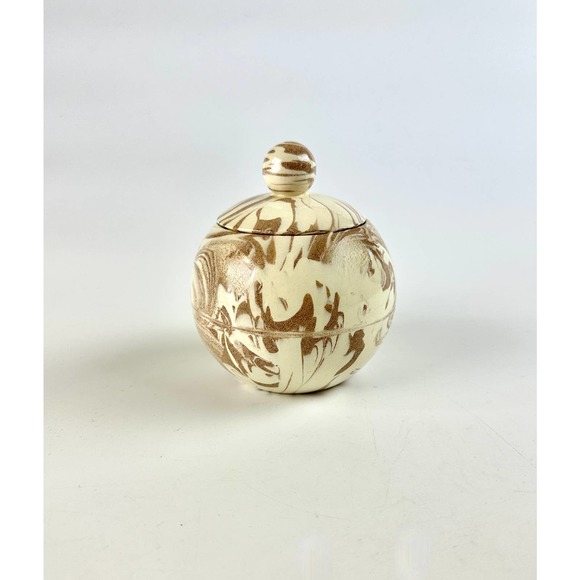 Vintage St. Helen's Ash Ware Lidded Bowl Trinket Box Cougar Washington - Picture 2 of 12